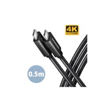 AXAGON, SPEED+ kabel USB-C <-> USB-C, USB 20Gbps, PD 100W 5A, 4K HD, ALU, oplet, černý