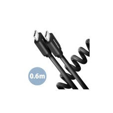 AXAGON BUCM-CM10TB, TWISTER kabel USB-C <-> USB-C, 0.6m, USB 2.0, PD 60W 3A, ALU, tpe, černý