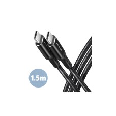 AXAGON BUCM-CM15AB, HQ kabel USB-C <-> USB-C, 1.5m, USB 2.0, PD 60W 3A, ALU, oplet, černý