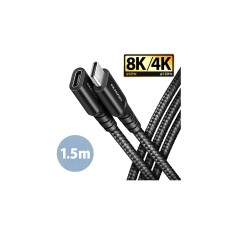 AXAGON BUCM32-CF15AB prodlužovací kabel USB-C (M) <-> USB-C (F), 1.5m, USB 20Gbps, PD 240W 5A, 8K HD, ALU, oplet, černý