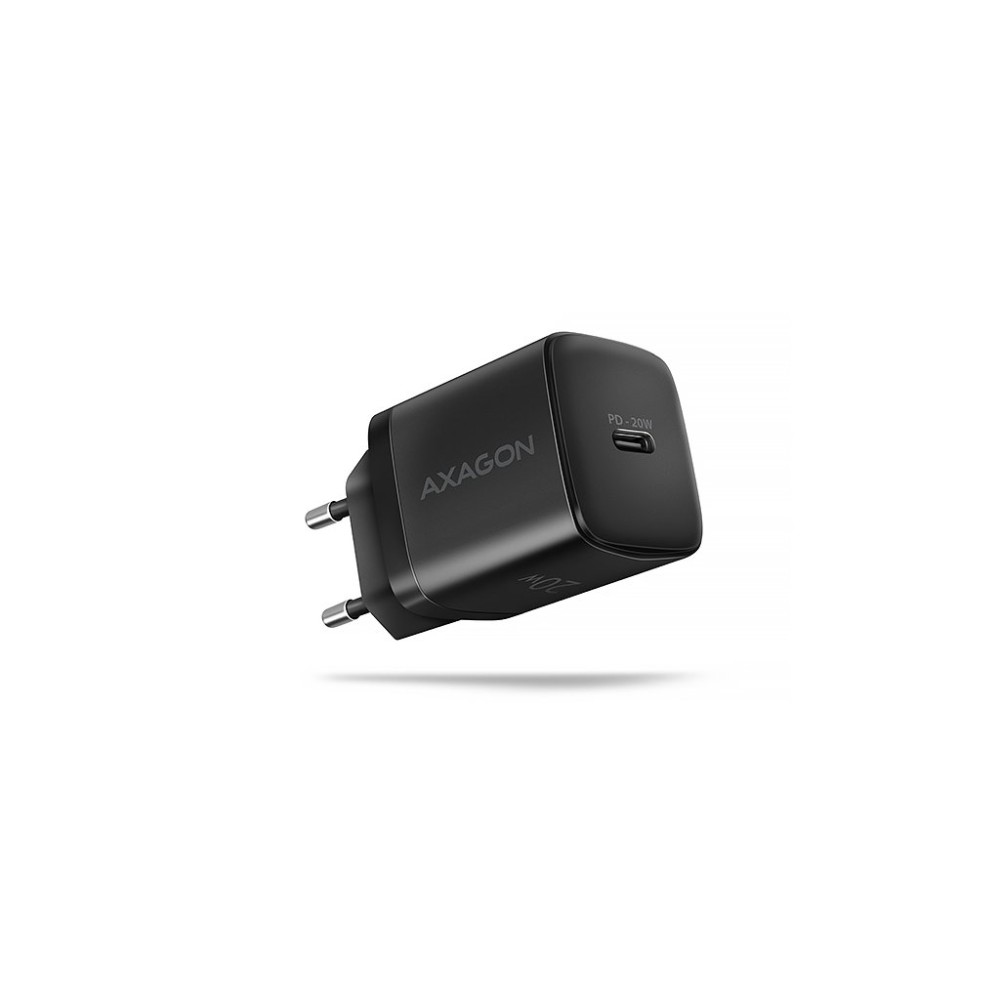 AXAGON ACU-PD20, nabíječka do sítě 20W, 1x port USB-C, PD3.0/PPS/QC4+/AFC/Apple, černá