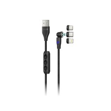 CONNECT IT Magnetický kabel PowerLink 3v1, USB-C / Lightning / MicroUSB, 2m, černá