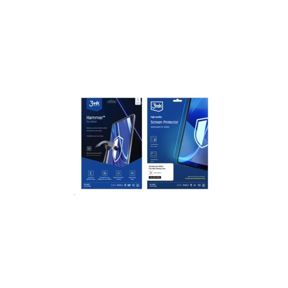 3mk All-Safe - AIO fólie Hammer Full Wet Fitting Tablet, 5 ks