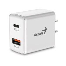 GENIUS nabíječka PD-20AC, 20W, rychlé nabíjení, USB-C PD3.0, USB-A QC3.0, bílá