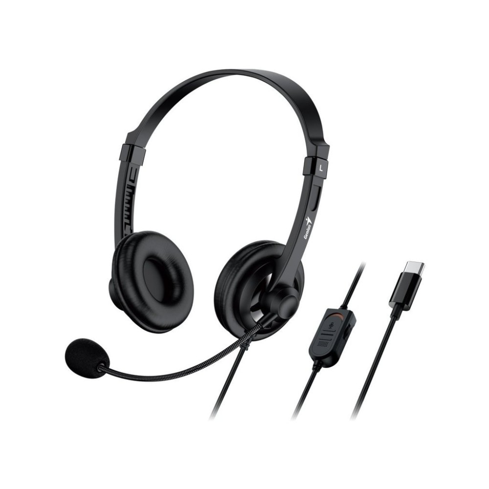 GENIUS sluchátka HS-230U, USB-C, 2.4m, černá