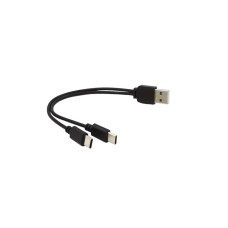 PREMIUMCORD Nabíjecí kabel USB 2.0, 2xUSB-C na USB, 15cm, černá