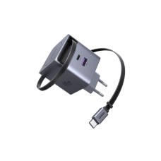 UGREEN síťová rychlonabíječka se zatahovacím kabelem 65W 3-Port, 2x USB-C, 1x USB-A