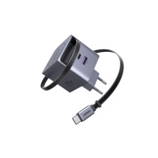 UGREEN síťová rychlonabíječka se zatahovacím kabelem 45W 3-Port, 2x USB-C, 1x USB-A