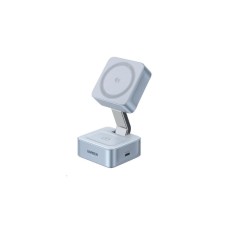 UGREEN magnetická bezdrátová nabíječka 2v1 MagFlow Qi2.2, 25W, MagSafe, stříbrná – 55960B