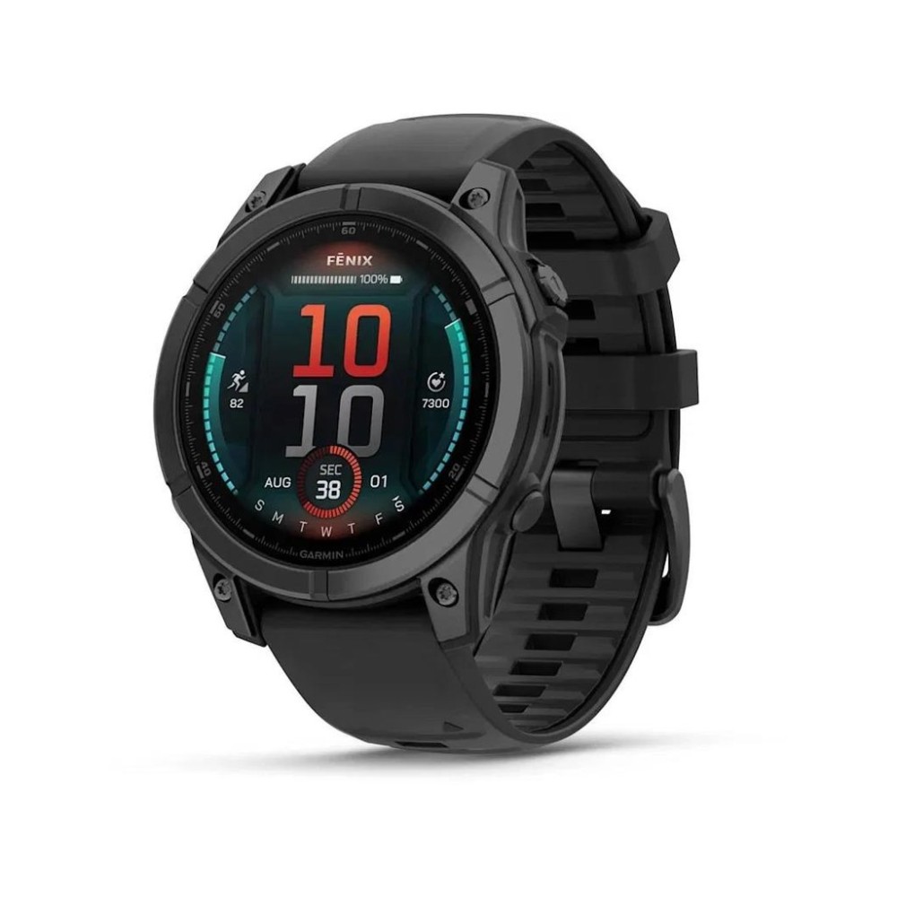 Garmin fenix® E – 47 mm, AMOLED, Slate grey steel / Černý silikonový řemínek, EU