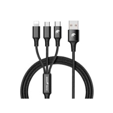 RhinoTech nabíjecí a datový kabel 3v1 USB-A (MicroUSB + Lightning + USB-C) 1,2m černá
