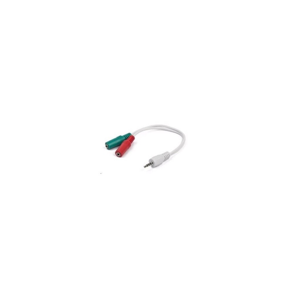 GEMBIRD Kabel rozdvojka jack 3,5mm (4 pólový) na 2x3,5mm M/F, 20cm, bíla
