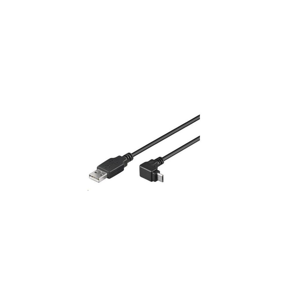 PremiumCord Kabel micro USB 2.0, A-B, konektor do úhlu 90° (černý)