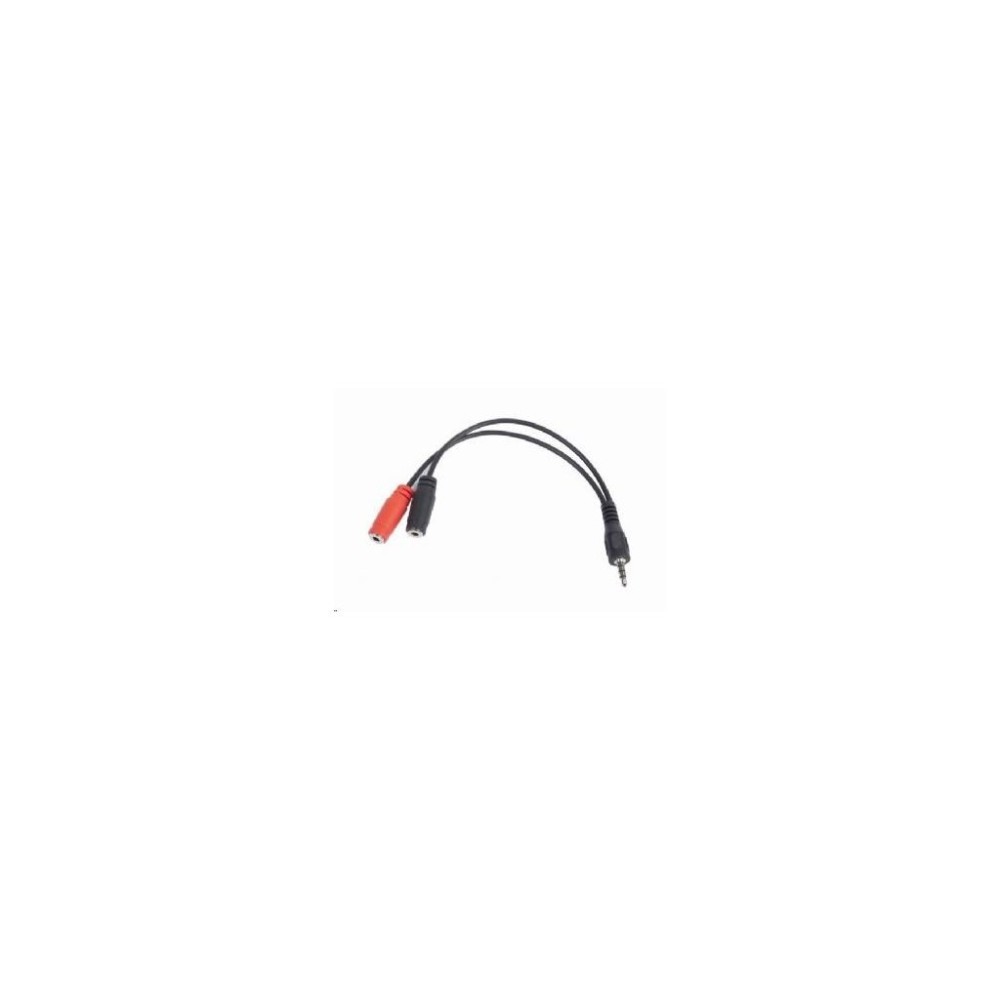 GEMBIRD Kabel rozdvojka jack 3,5mm (4 pólový) na 2x3,5mm M/F, 20cm, černý