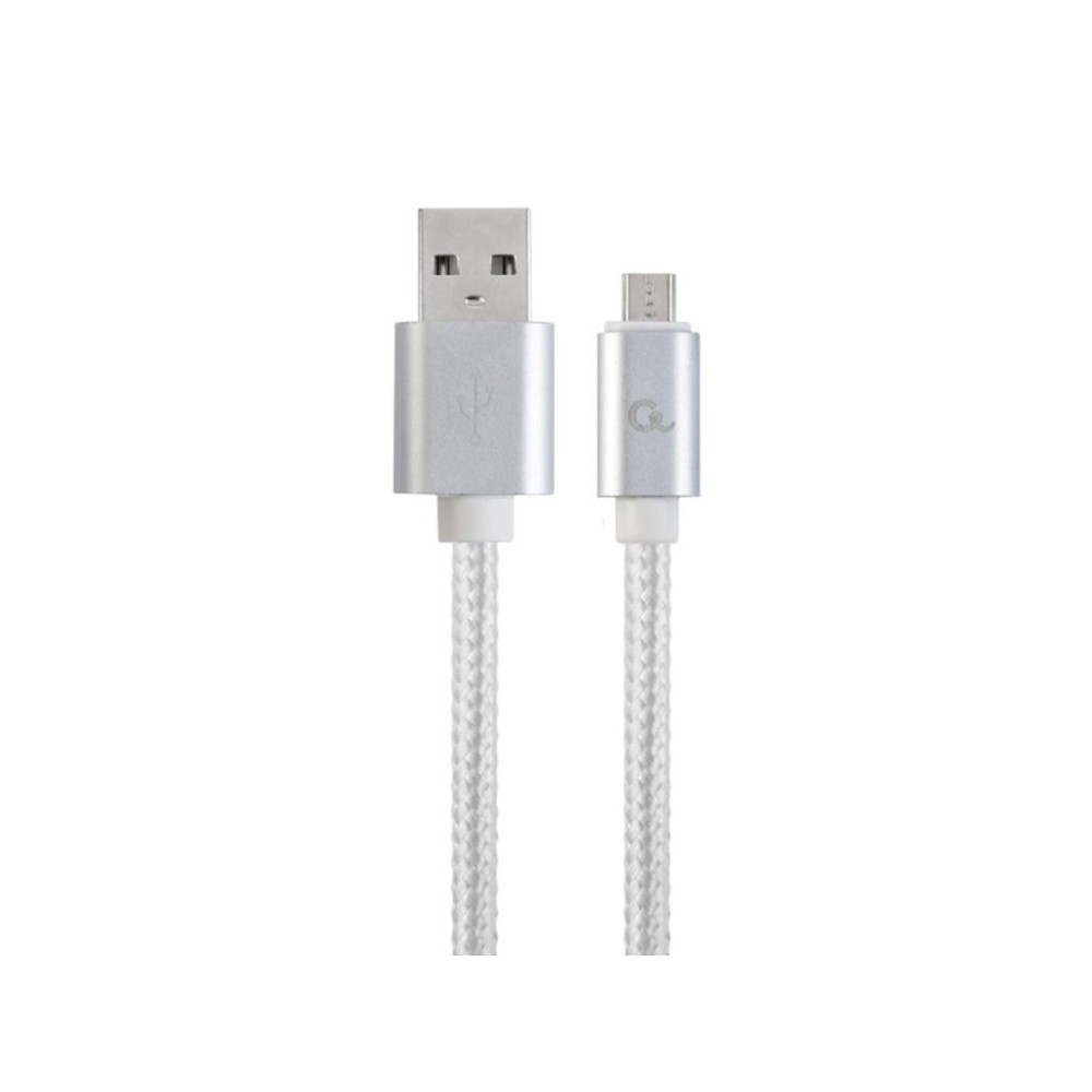 GEMBIRD Kabel MicroUSB - USB, opletený, stříbrný, 180cm