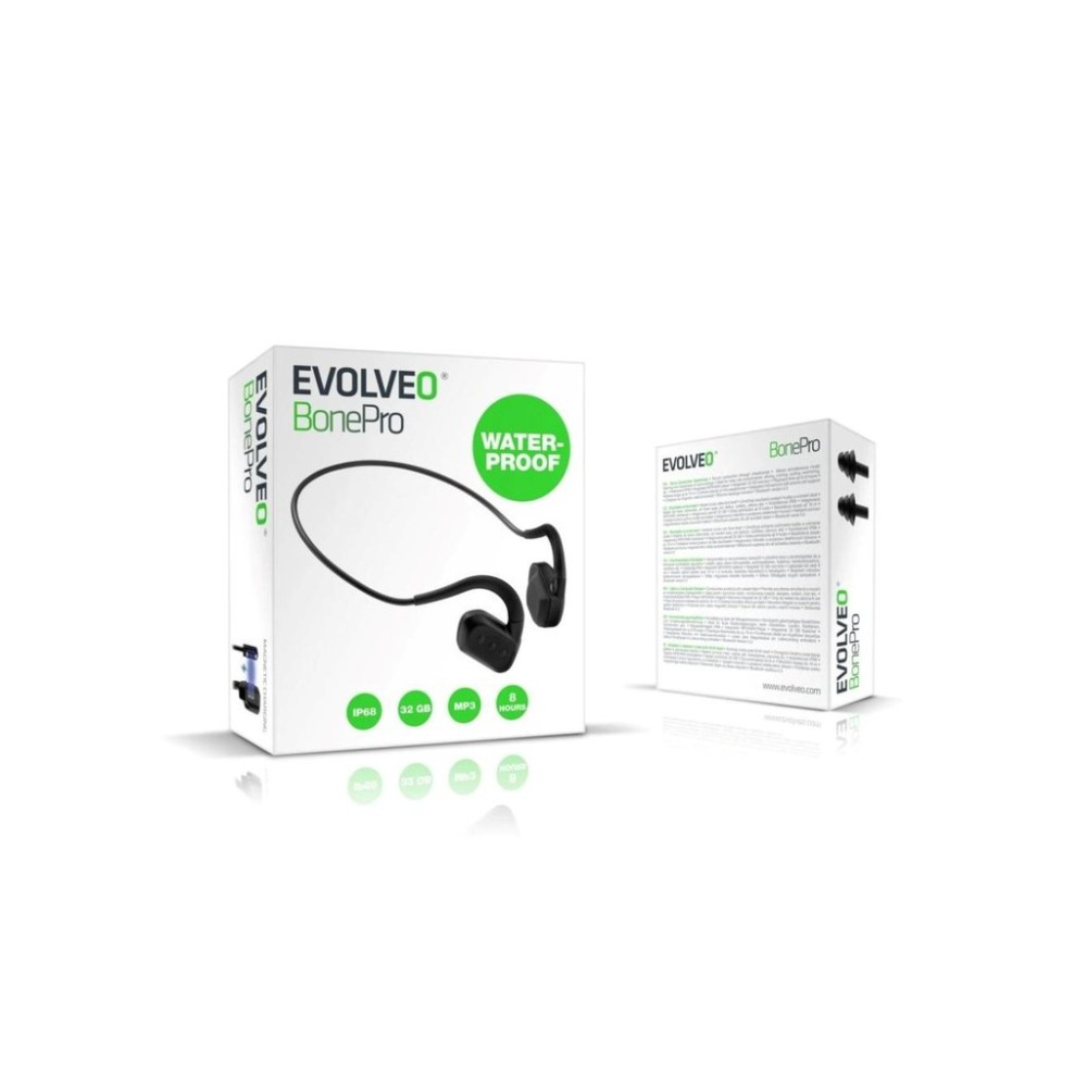 EVOLVEO bezdrátová sluchátka BonePro MP3 32GB, na lícní kosti,černá