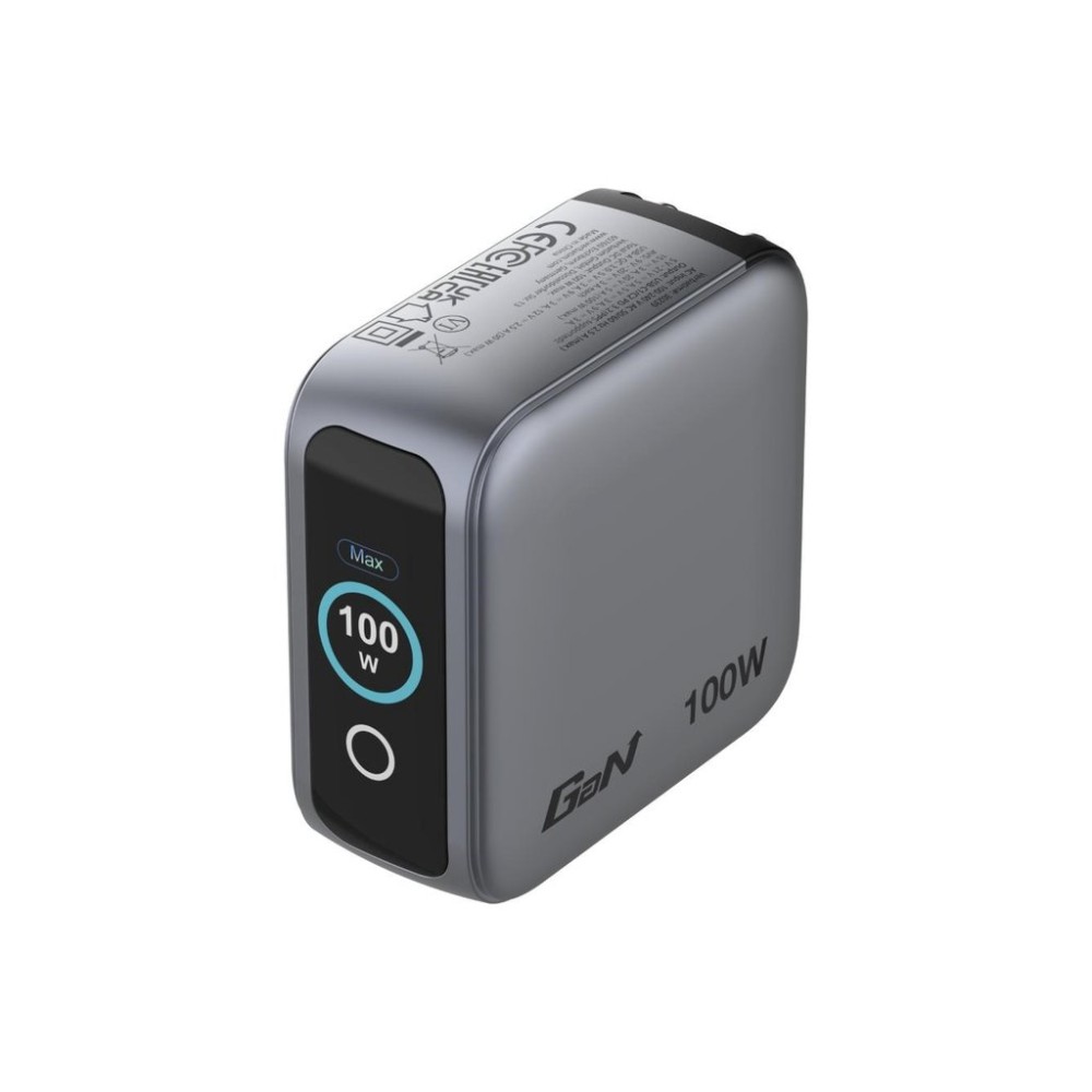 VERBATIM Mini GaN Nabíječka s displejem 100W, 2xUSB-C, 1xUSB-A, šedá