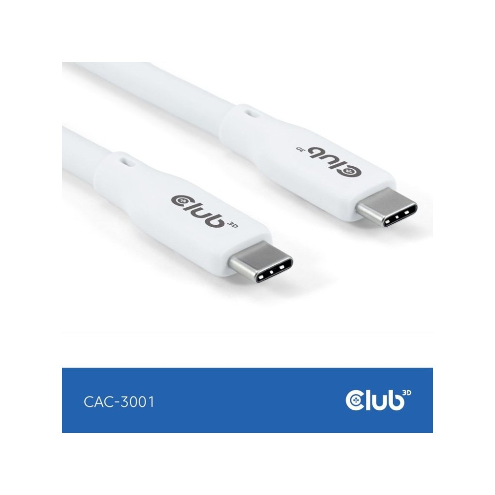 Club3D Kabel USB-C 4.0, 20Gbps, 4K60Hz, PD 240W, 2m, bílá