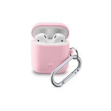 Ochranný kryt s karabinou Cellularline Bounce pro Apple AirPods 1 & 2, růžový