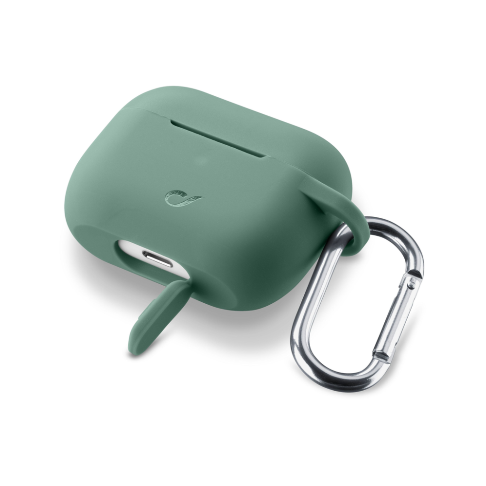 Ochranný kryt s karabinou Cellularline Bounce pro Apple AirPods Pro, zelený