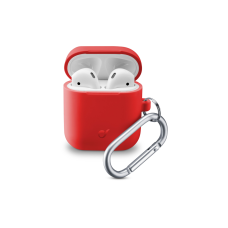 Ochranný kryt s karabinou Cellularline Bounce pro Apple AirPods 1 & 2, červený