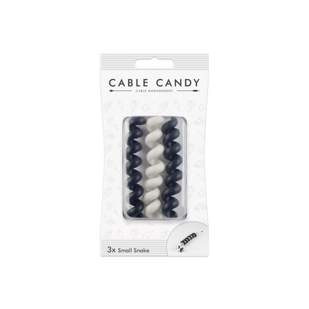 Kabelový organizér Cable Candy Small Snake, 3 ks, černý a bílý