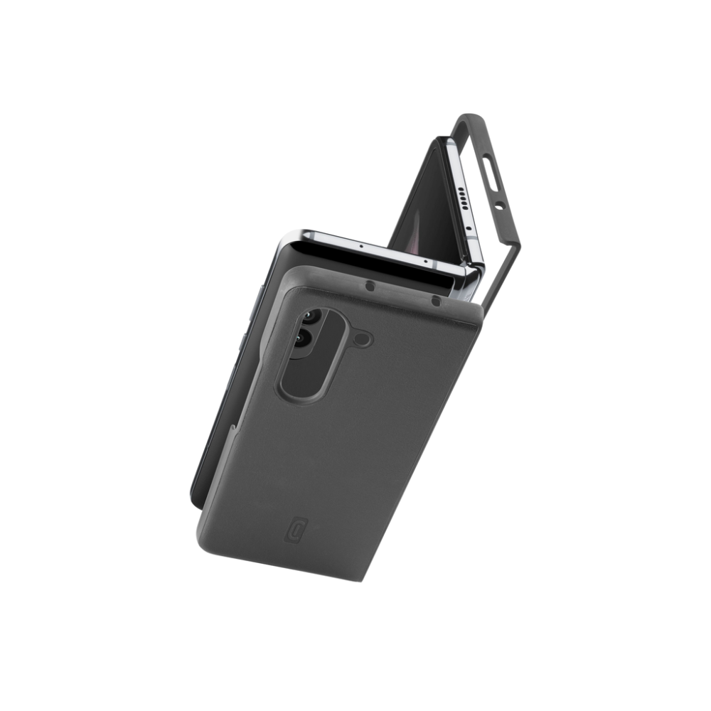 Ochranný kryt Cellularline Fit Duo pro Samsung Galaxy Z Fold5, PU kůže, černý