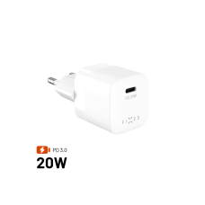 Síťová nabíječka FIXED Mini s USB-C výstupem a podporou PD, 20W, bílá
