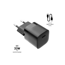 Set síťové nabíječky FIXED Mini s USB-C výstupem a USB-C/USB-C kabelu, podpora PD, 1 metr, 30W