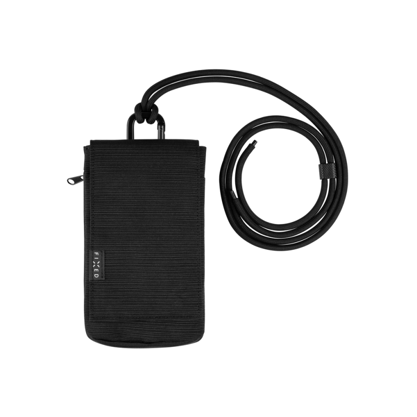 Taštička přes rameno s kapsou FIXED Camino Case pro mobilní telefony do 7", černá