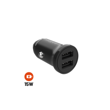 Autonabíječka FIXED s 2×USB, 15W Smart Rapid Charge, černá
