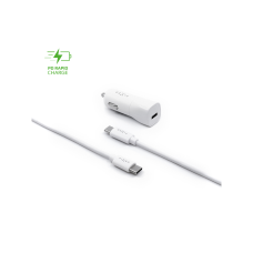 Set autonabíječky FIXED s USB-C výstupem a USB-C/USB-C kabelu, podpora PD, 1 metr, 18W, bílý