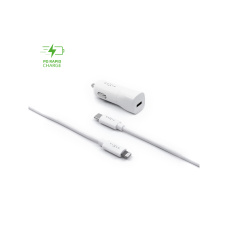 Set autonabíječky FIXED s USB-C výstupem a USB-C/Lightning kabelu, podpora PD, 1 metr, MFI, 18W, bílý