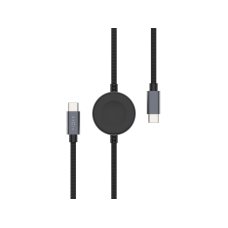 Opletený kabel FIXED Power Watch Cable s konektory USB-C/USB-C a Apple/Samsung Watch nabíječkou, 1.5m, PD 60W, šedý