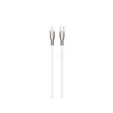 Krátký nabíjecí a datový opletený kabel FIXED USB-C/Lightning PD 0,5 m MFi, bílý