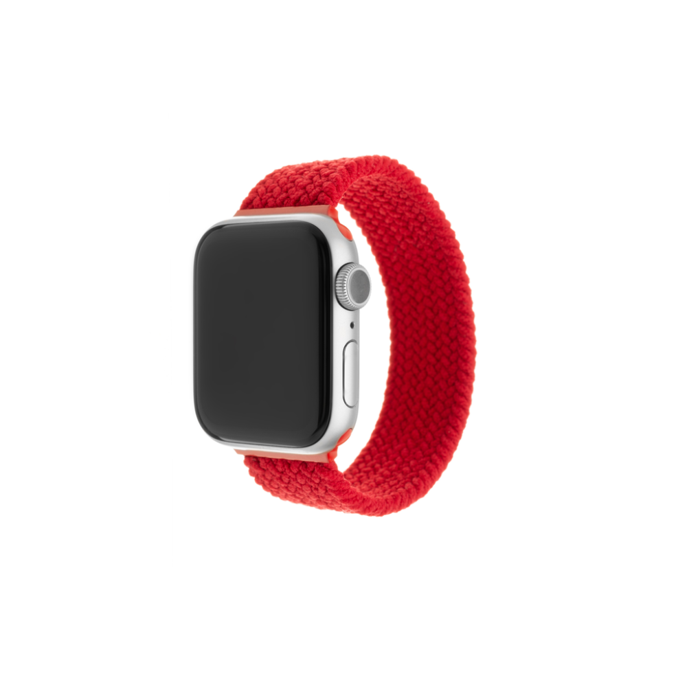 Elastický nylonový řemínek FIXED Nylon Strap pro Apple Watch 42/44/45/46/49 mm (velikost L/XL, Červená / Růžová)