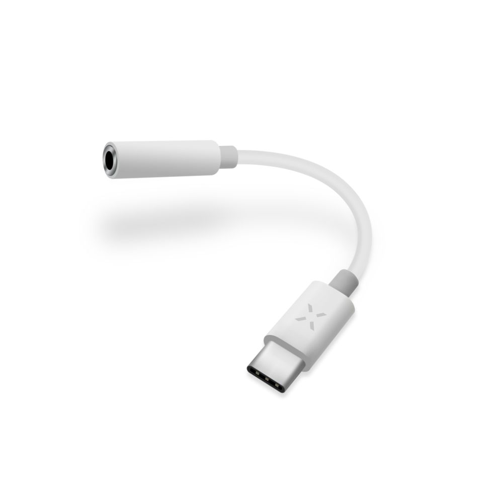 Redukce FIXED LINK pro připojení sluchátek z USB-C na 3,5mm jack s DAC chipem, bílá