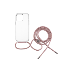 Pouzdro FIXED Pure Neck s růžovou šňůrkou na krk pro Apple iPhone 15 Pro Max