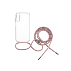 Pouzdro FIXED Pure Neck s růžovou šňůrkou na krk pro Samsung Galaxy A15/A15 5G
