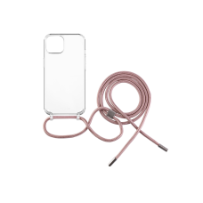 Pouzdro FIXED Pure Neck s růžovou šňůrkou na krk pro Apple iPhone 14 Plus